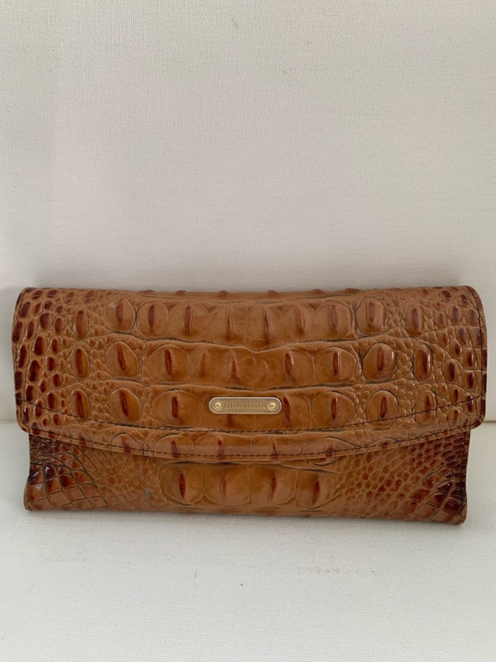 Brahmin Cognac Croc-Embossed Leather Clutch Wallet on Sale - Picture 10 of 10